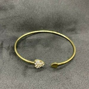 Los Angeles Boutique Rhinestone Gold Heart Bangle Bracelet Cuff Wedding Gift NEW